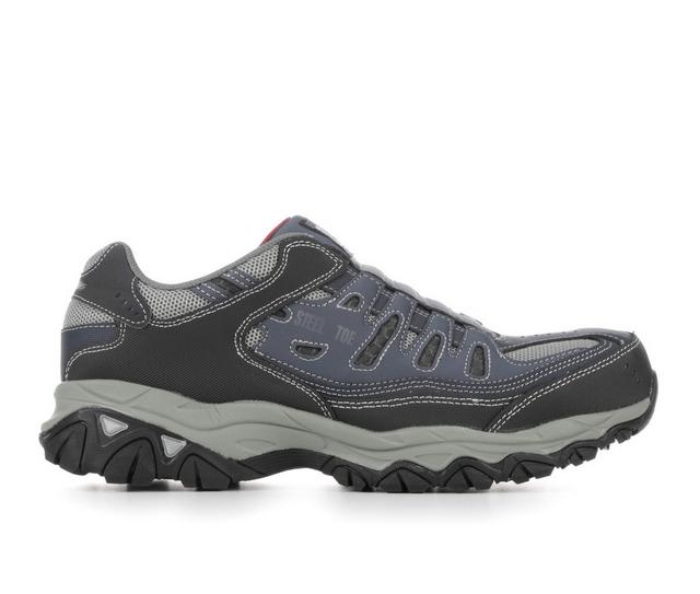 Men's Skechers Work 77161 Cankton Steel Toe Work Shoes in Navy color