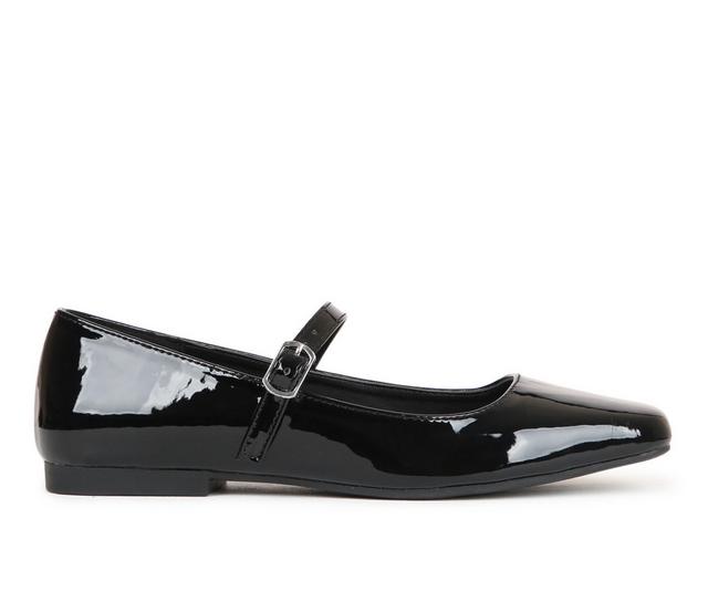 Women's Steve Madden Berdine Flats in Black Patent color