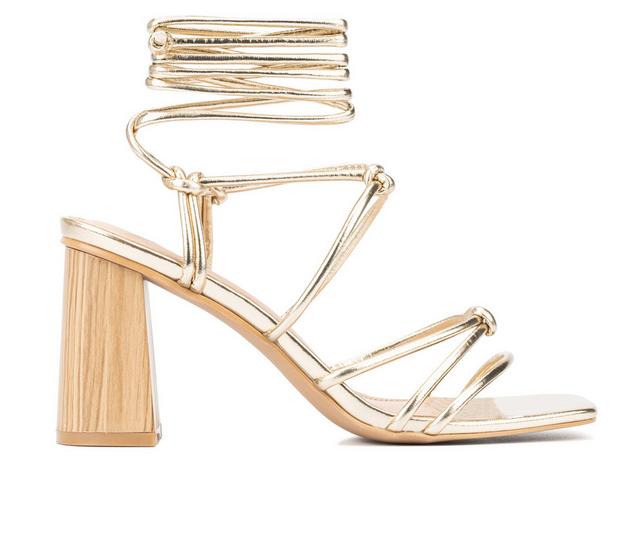 Women's New York and Company Bailey Heel Dress Sandals in Gold color