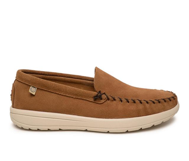 Men's Minnetonka Discover Classic Slip-On Casual Shoes in Dusty Brown color