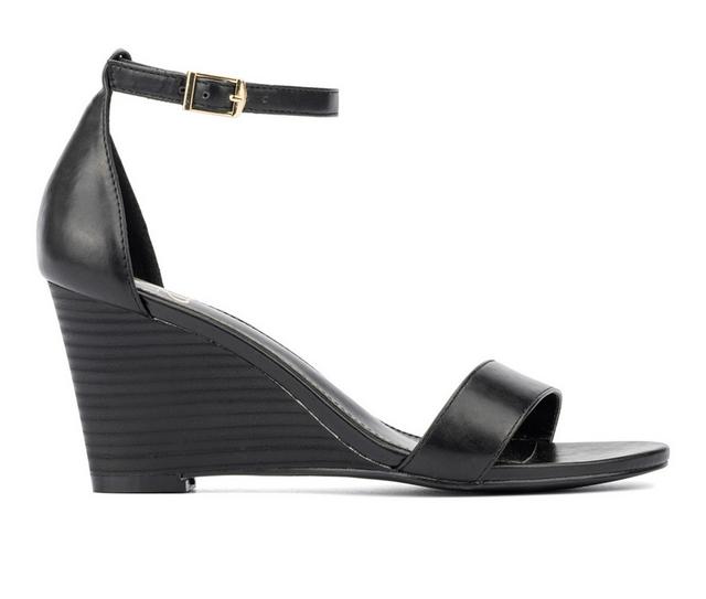 Women's New York and Company Sharona Wedge Sandals in Black color