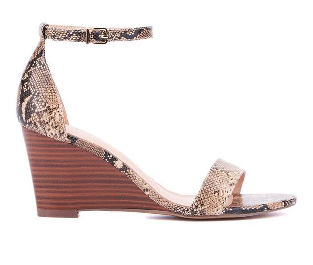 Women's New York and Company Sharona Wedge Sandals in Cognac color