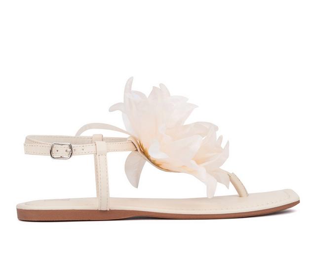Women's New York and Company Big Flower Sandals in Bone color