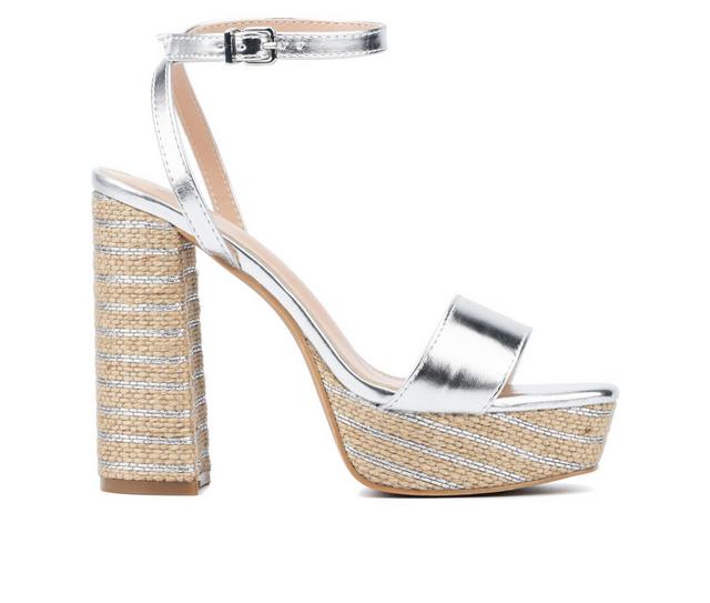 Women's New York and Company Odalina Platform Dress Sandals in Silver color