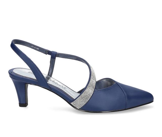 Women's Easy Street Emerald Pumps in Navy Satin color