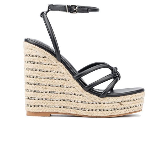 Women's New York and Company Electra Wedge Sandals in Black color