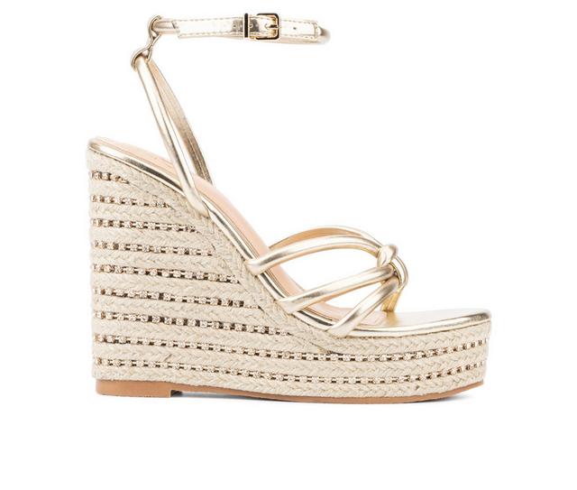 Women's New York and Company Electra Wedge Sandals in Gold color