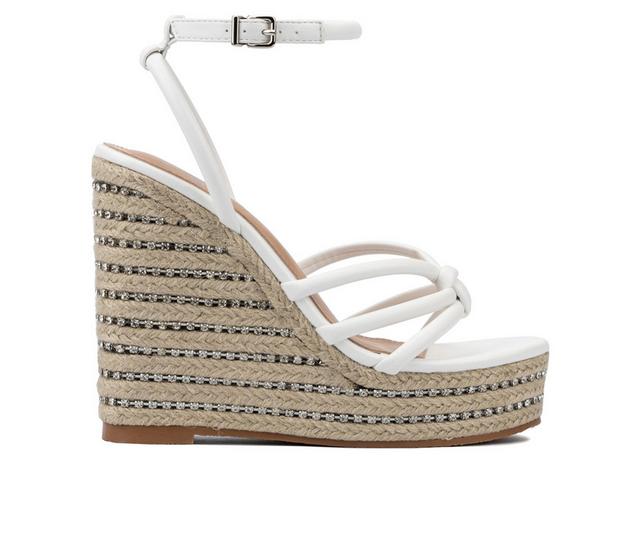 Women's New York and Company Electra Wedge Sandals in White color