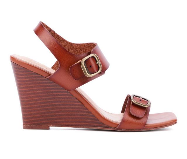 Women's New York and Company Velma Wedge Sandals in Brown color