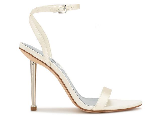 Women's Nine West Reina Bridal Stiletto Dress Sandals in Ivory Satin color