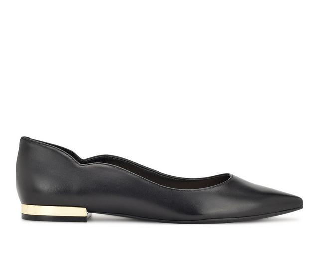 Women's Nine West Lovlady Flats in Black Leather color
