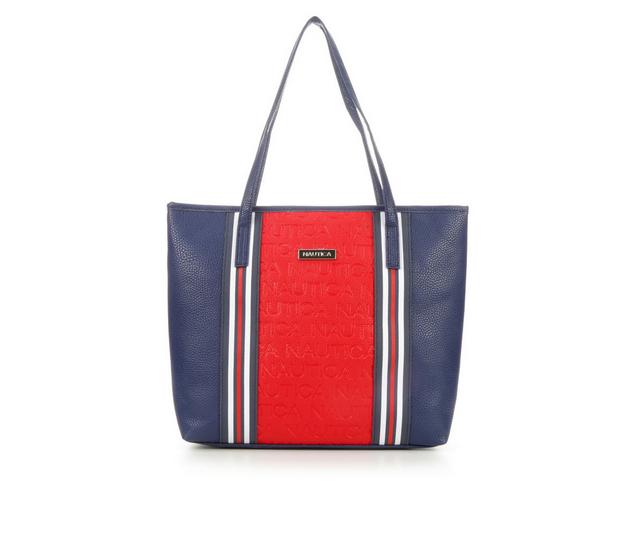 Nautica Wide Angle Tote Handbag in Indigo Multi color