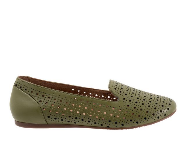 Women's Softwalk Shelby Perf Flats in Dark Olive color