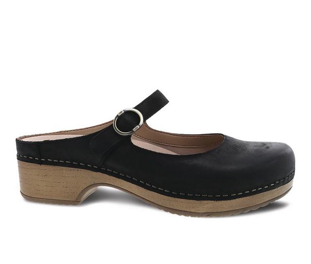 Women's Dansko Bria Mary Jane Clogs in Black Nubuck color