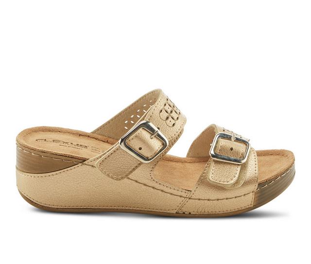 Women's Flexus Thrume Wedge Sandals in Soft Gold color