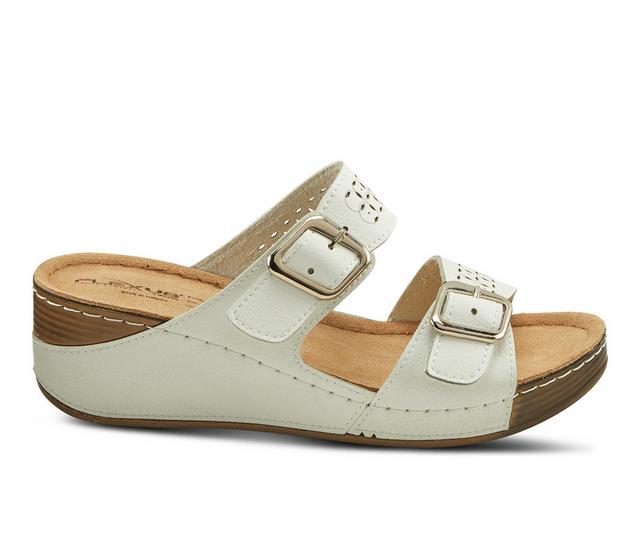 Women's Flexus Thrume Wedge Sandals in White color