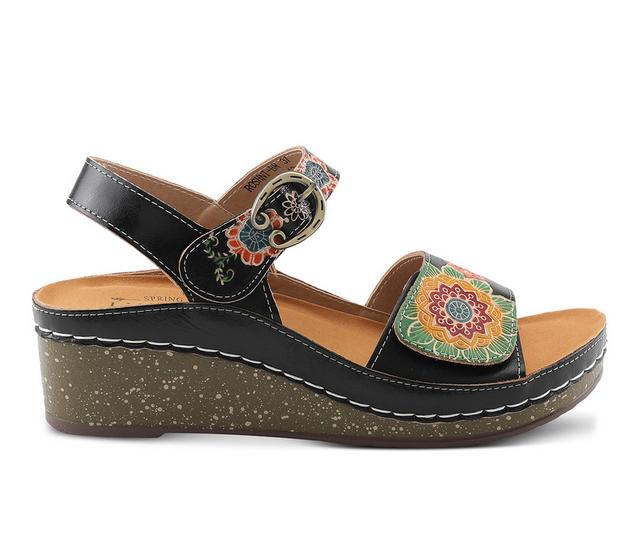 Women's L'Artiste Roshni Wedge Sandals in Black Multi color