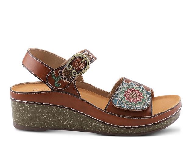 Women's L'Artiste Roshni Wedge Sandals in Camel Multi color