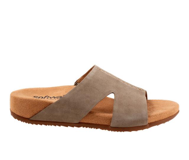 Women's Softwalk Beverly Sandals in Taupe Nubuck color