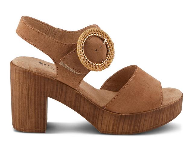 Women's SPRING STEP Gamona Dress Sandals in Tan Suede color