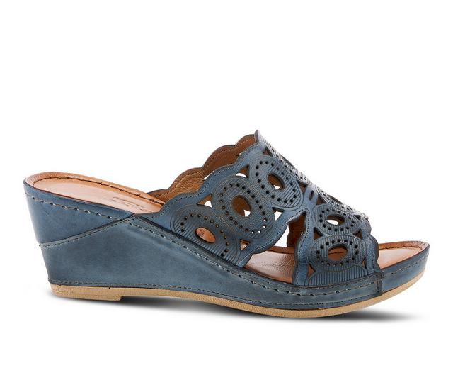 Women's SPRING STEP Labarnas Wedge Sandals in Blue color