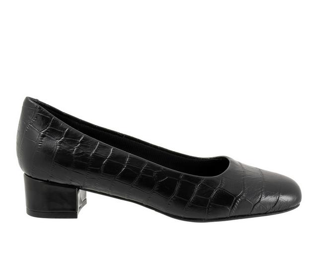 Women's Trotters Dream Pumps in Black Croc color