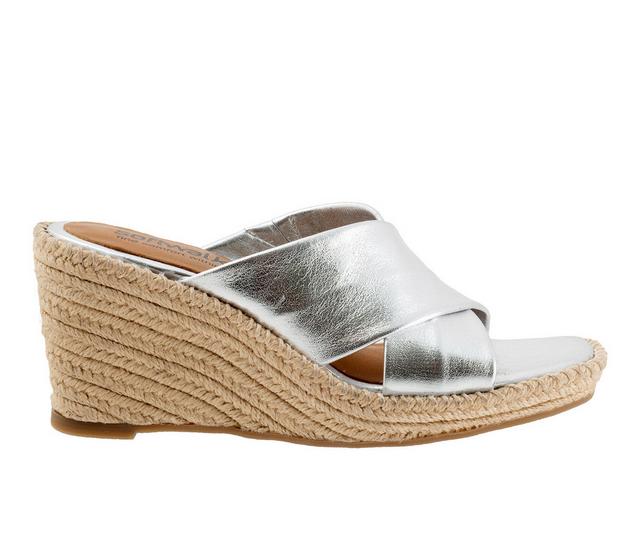 Women's Softwalk Hastings Wedge Sandals in Silver color