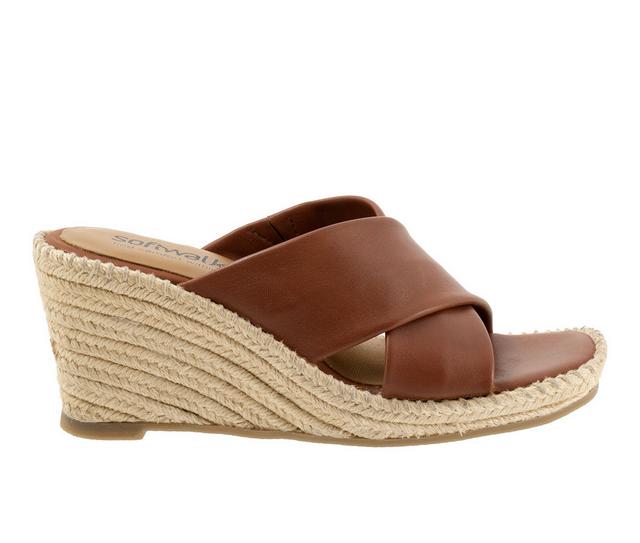 Women's Softwalk Hastings Wedge Sandals in Cognac color