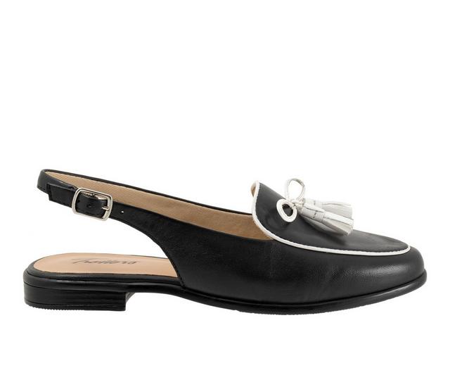 Women's Trotters Lillie Slingback Loafers in Black/White color