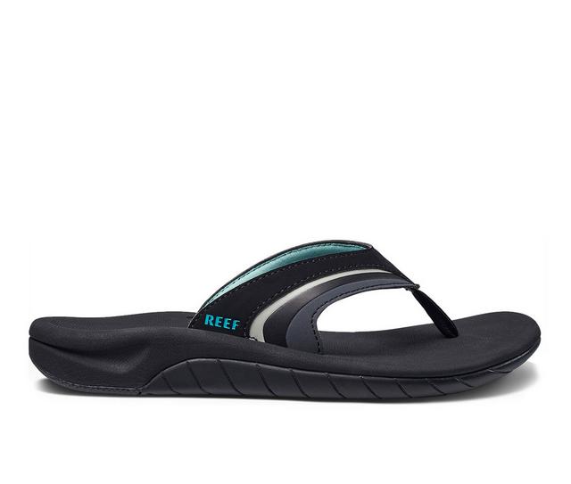 Women's Reef Girls Slap 3 Flip-Flops in Blk/Blk/Aqua color