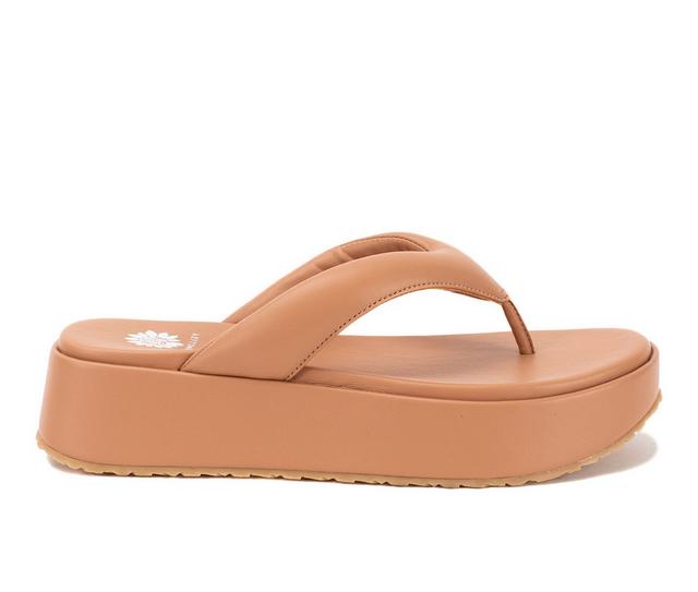 Women's Yellow Box Asbury Platform Flip-Flops in Almond color