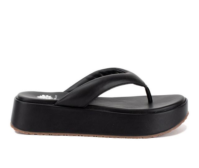 Women's Yellow Box Asbury Platform Flip-Flops in Black color