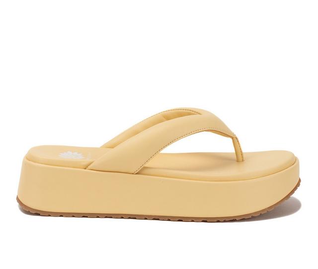 Women's Yellow Box Asbury Platform Flip-Flops in Lemon color