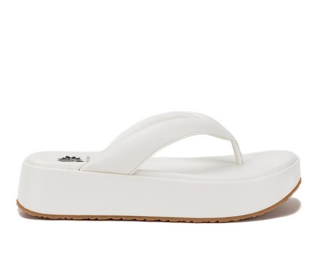 Women's Yellow Box Asbury Platform Flip-Flops in White color