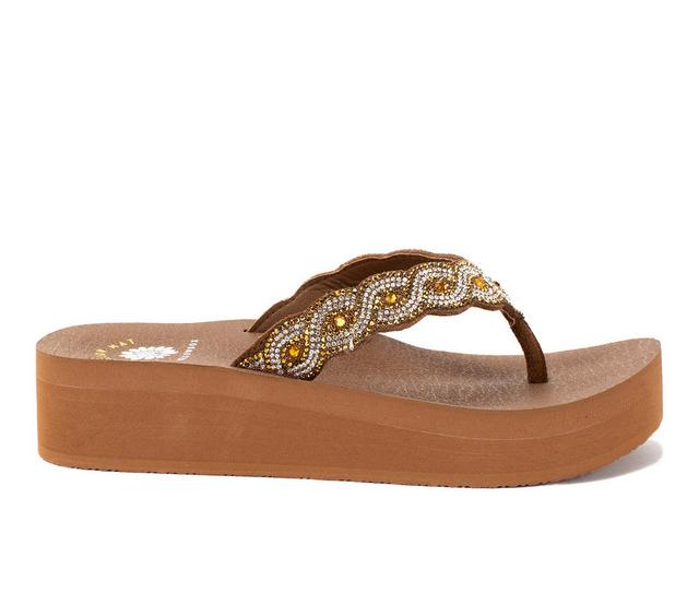 Women's Yellow Box Barbara Platform Flip-Flops in Toast color