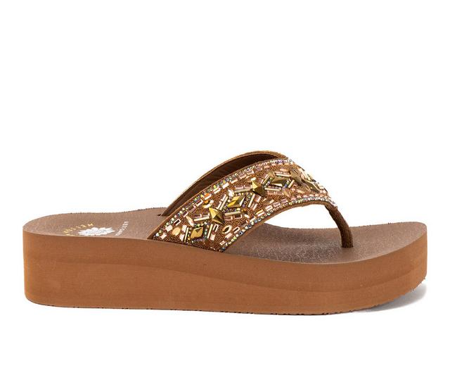 Women's Yellow Box Blaine Platform Flip-Flops in Toast color