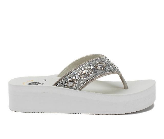 Women's Yellow Box Blaine Platform Flip-Flops in White color