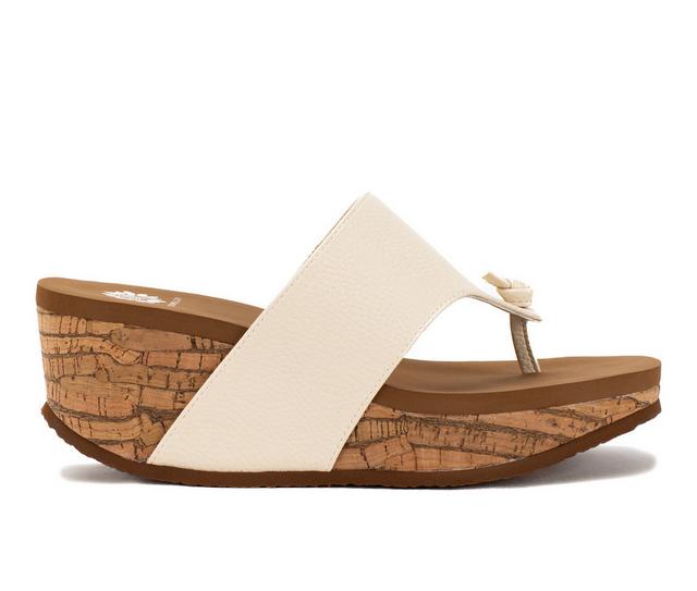 Women's Yellow Box Carily Wedge Sandals in Ivory color