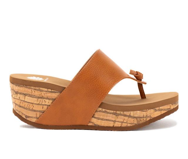 Women's Yellow Box Carily Wedge Sandals in Tan color