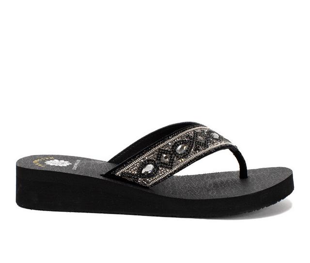 Women's Yellow Box Cathy Flip-Flops in Black color