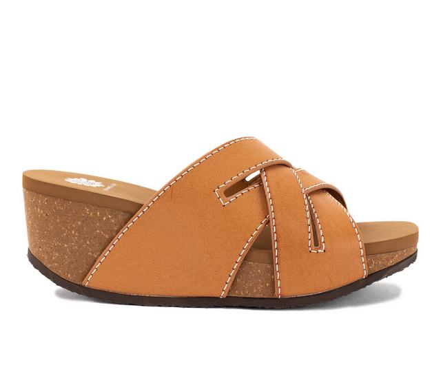 Women's Yellow Box Clever Wedge Sandals in Almond color