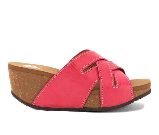 Women's Yellow Box Clever Wedge Sandals in Fuchsia color