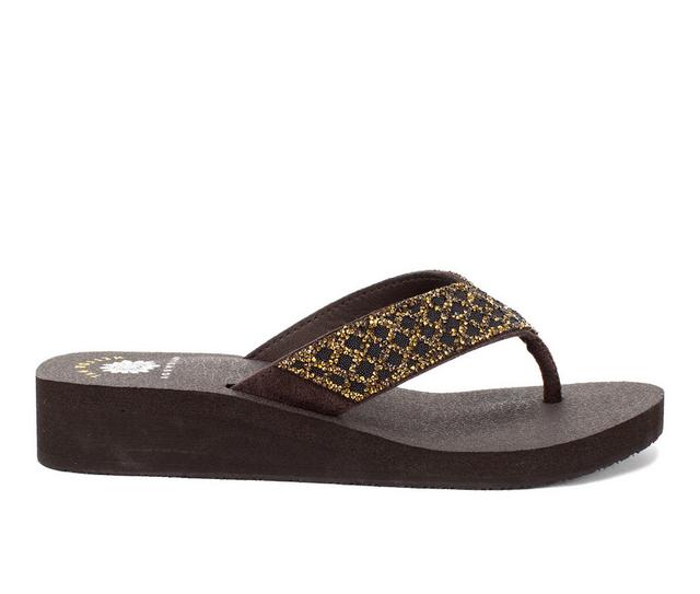 Women's Yellow Box Cesky Flip-Flops in Bronze color