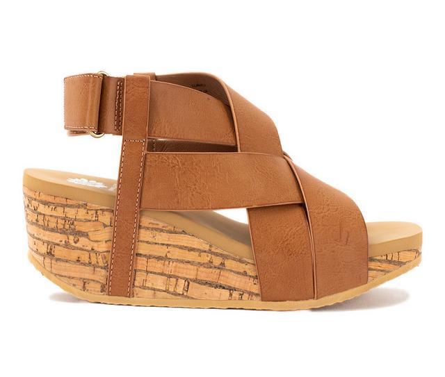 Women's Yellow Box Cavalli Wedge Sandals in Almond color