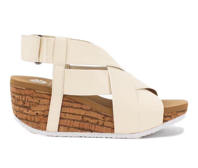 Women's Yellow Box Cavalli Wedge Sandals in Ivory color