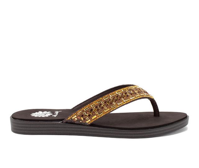 Women's Yellow Box Dashna Flip-Flops in Bronze color