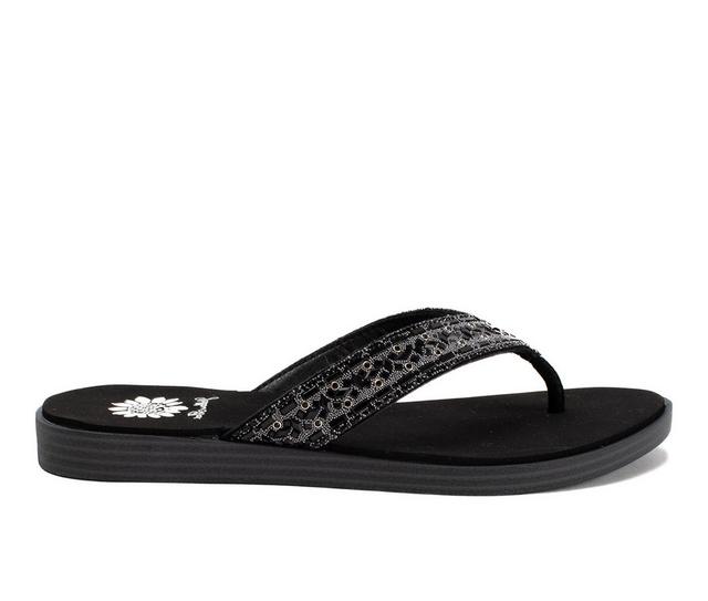 Women's Yellow Box Dashna Flip-Flops in Black color