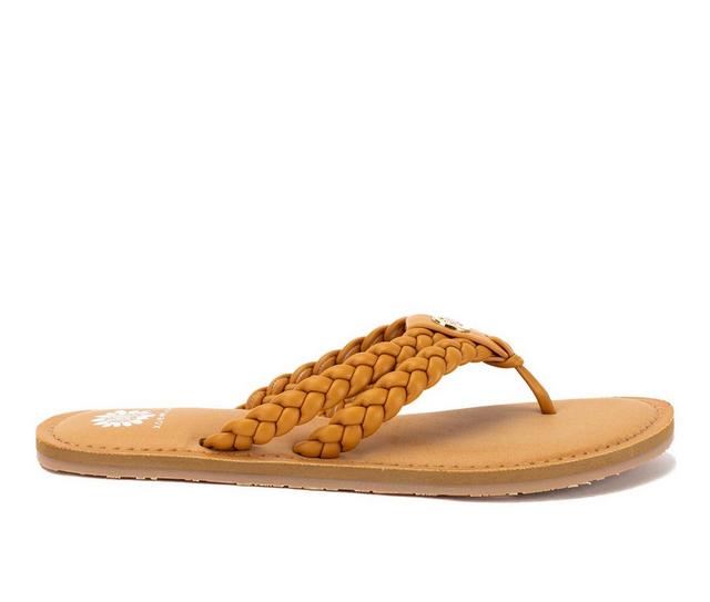 Women's Yellow Box Devina Flip-Flops in Camel color