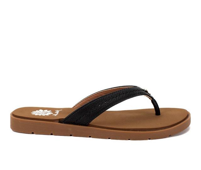 Women's Yellow Box Fallen Flip-Flops in Black color
