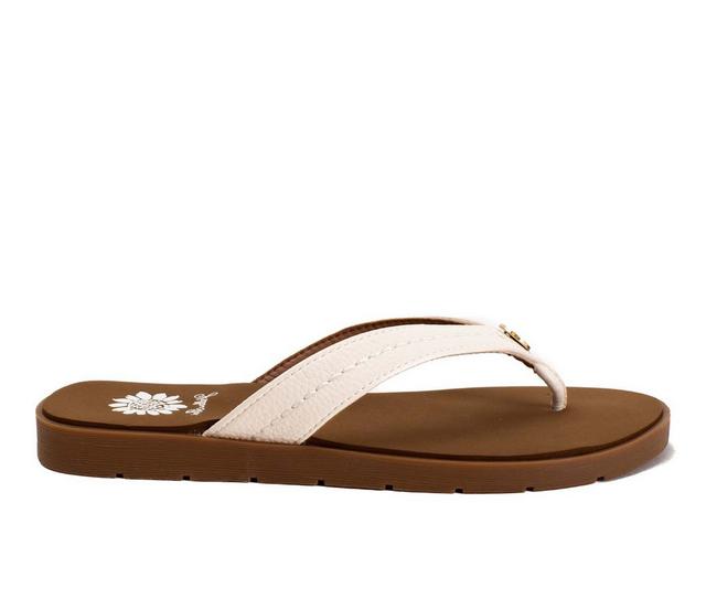 Women's Yellow Box Fallen Flip-Flops in Ivory color